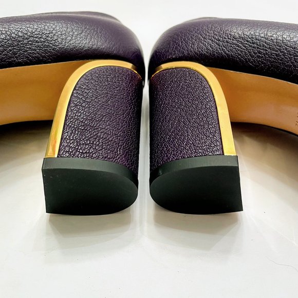 Chloe Becky Beckie Purple Leather Metal Trim Pumps